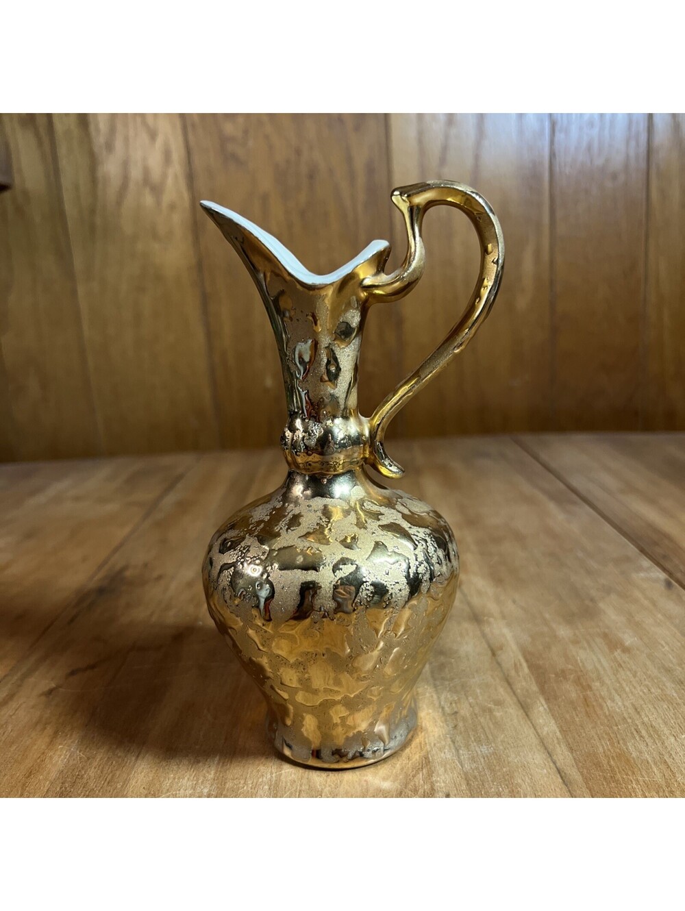 Weeping 24k Gold Porcelain Pottery Vase Pitcher USA